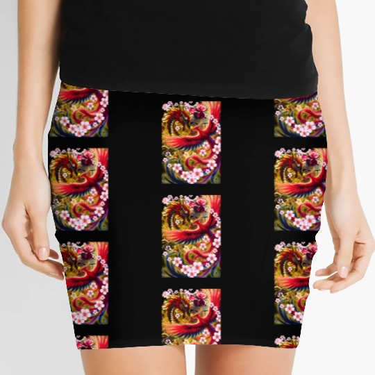 Chinese Dragon and Phoenix Women's Mini Skirts