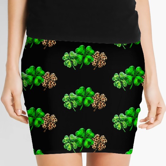 Plaid Shamrock Leopard Camouflage St Patricks Day Women's Mini Skirts