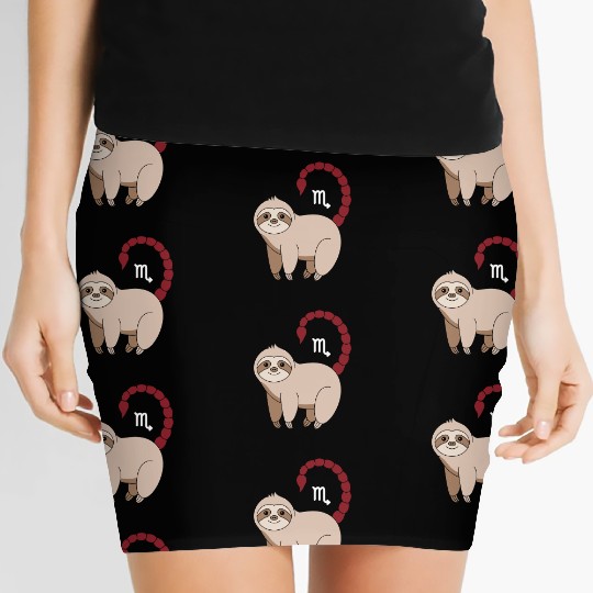 Scorpio Zodiac Sloth with Scorpio Sign Tail Women's Mini Skirts