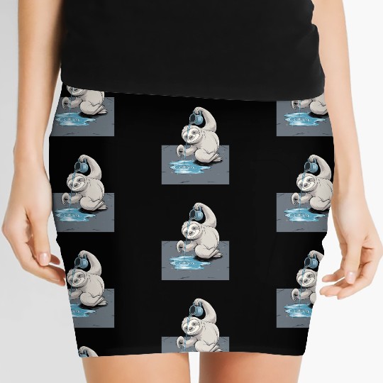 Aquarius Zodiac Sloth Pouring Water with Charm Women's Mini Skirts