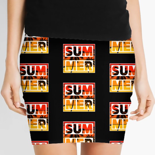 Summer Typographu lettering Design Women's Mini Skirts
