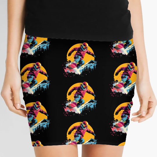 Snowboarder Synthwave Women's Mini Skirts