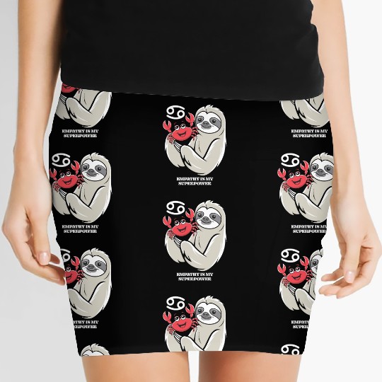 Empathy Is My Superpower: Cancer Zodiac Sloth Women's Mini Skirts