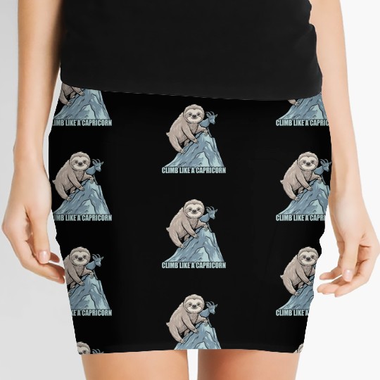 Climb Like A Capricorn Zodiac Sloth Adventure Women's Mini Skirts