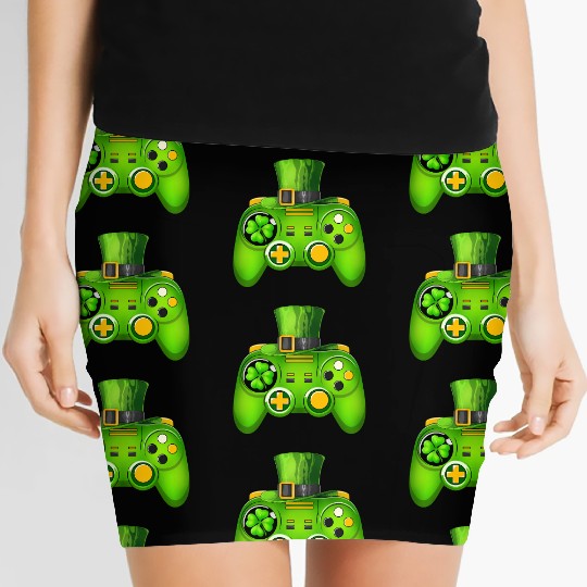 Video Game Controller Irish Gamer St Patricks Day Women's Mini Skirts