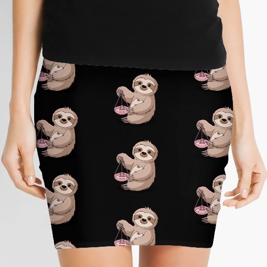Charming Libra Zodiac Sloth With Balance Women's Mini Skirts