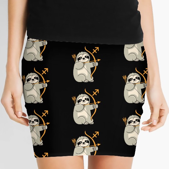 Sagittarius Zodiac Sloth Archer Adventure Women's Mini Skirts