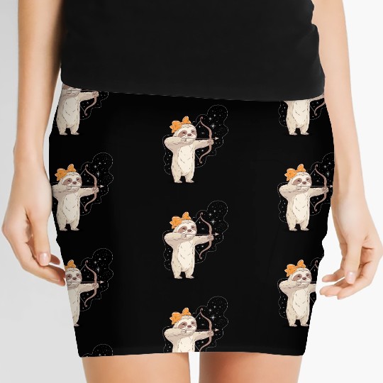 Sagittarius Zodiac Sloth Bow and Stars Women's Mini Skirts
