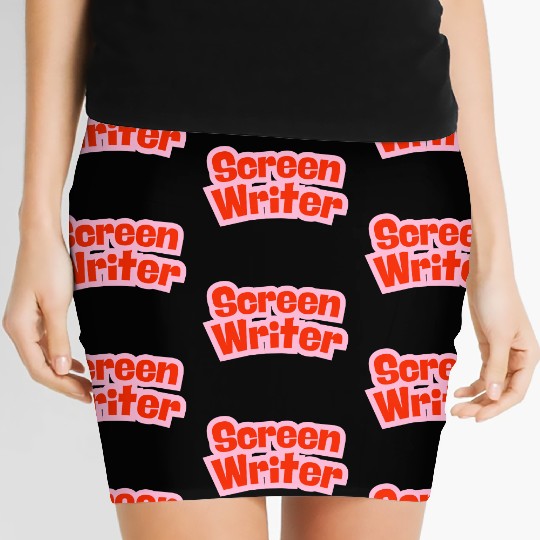 Screen Writer Red Text with Pink Border Women's Mini Skirts