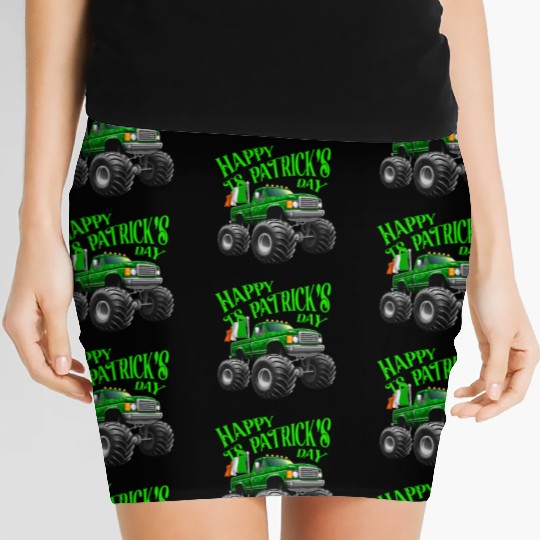 Happy St Patricks Day Toddler Lucky Monster Truck Women's Mini Skirts