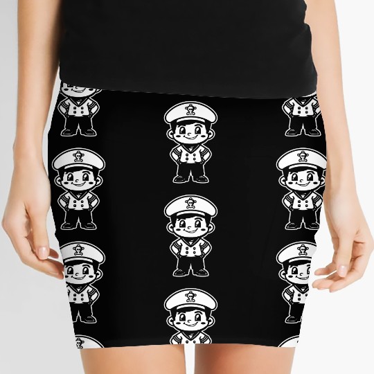 Little Sailing Captain Cartoon Look Women's Mini Skirts