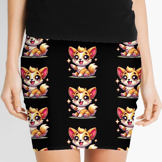 Charming Fox Cub Cartoon Design Women's Mini Skirts