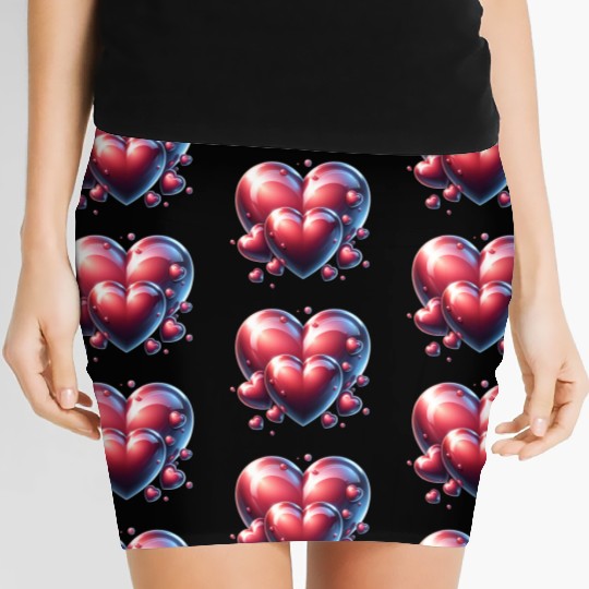 Wedding red love hearts clothing range Women's Mini Skirts
