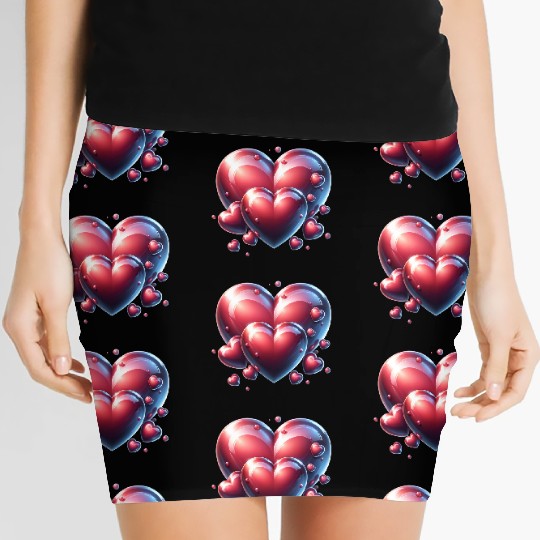 Wedding red love hearts clothing range Women's Mini Skirts