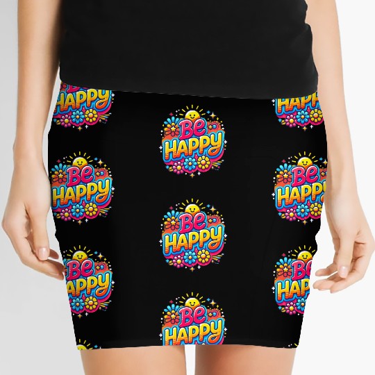 Be happy vibrant and positive typography design Women's Mini Skirts