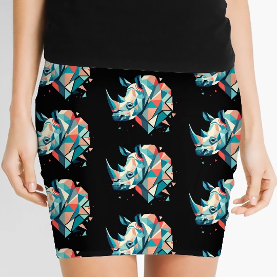 Abstract Rhinoceros - Geometric Strength Women's Mini Skirts