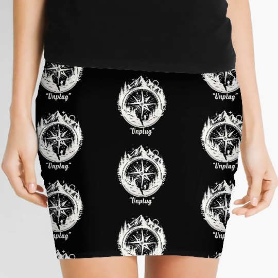 Compass Mountains Hiker, Unplug Nature Adventure Women's Mini Skirts