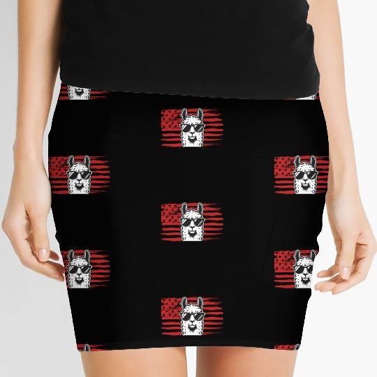 Llama US Flag Llama Alpaca Women's Mini Skirts