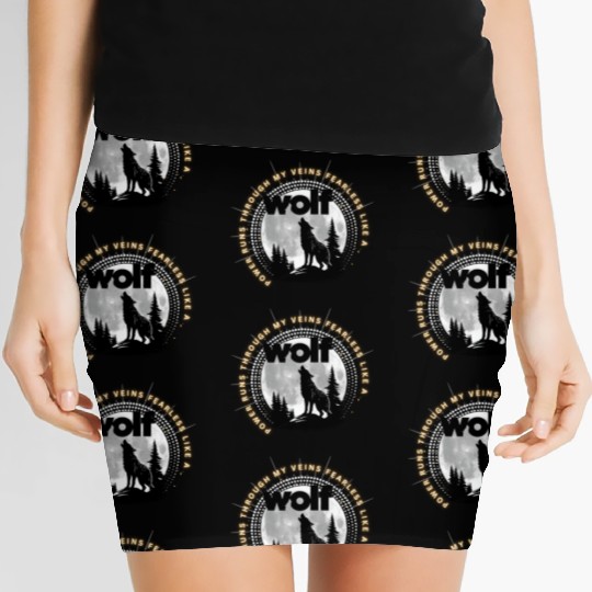 Fearless Wolf Full Moon Women's Mini Skirts