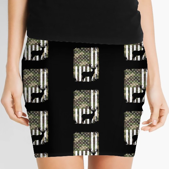 Deer Buck Hunting Camo US Flag Hunter Camouflage Women's Mini Skirts