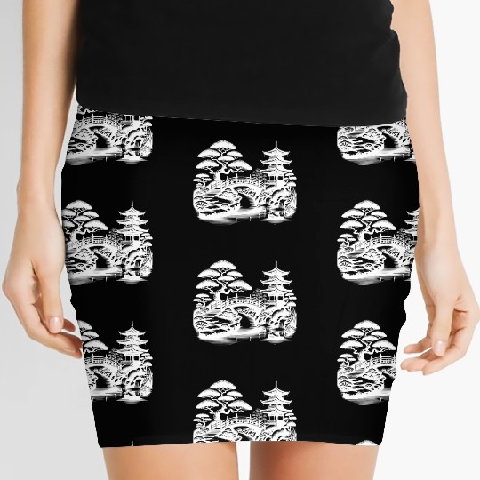 Harmonious Path To The Japanese Temple Garden Women's Mini Skirts