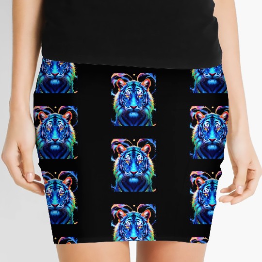 Neon Jungle: Psychedelic Tiger Women's Mini Skirts