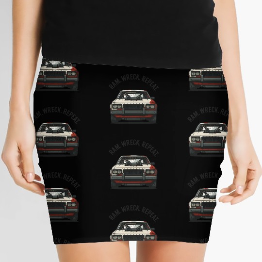 Ram Wreck Repeat Demolition Derby Design Race Car Women's Mini Skirts