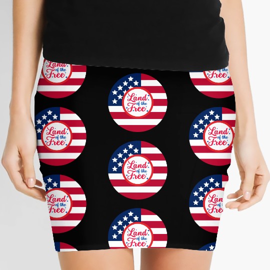 American Flag Design with Patriotic Quote Women's Mini Skirts