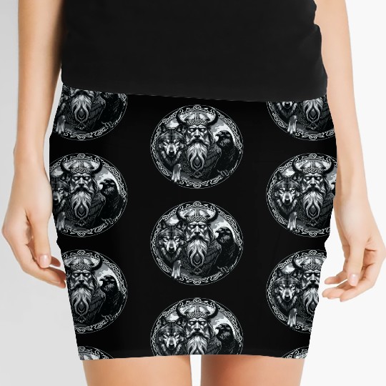 Viking Warrior Man Odin Thor Norman Walhalla Women's Mini Skirts