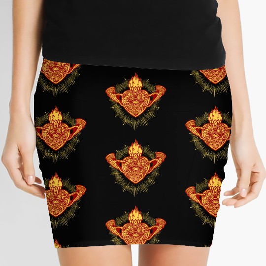 Sacred Heart Claddagh Symbol - Fire Women's Mini Skirts