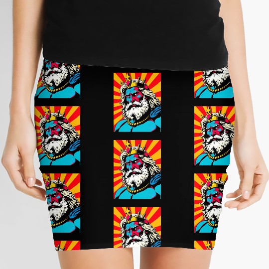 Bold Pop Art Zeus – Colorful Greek God Illustratio Women's Mini Skirts