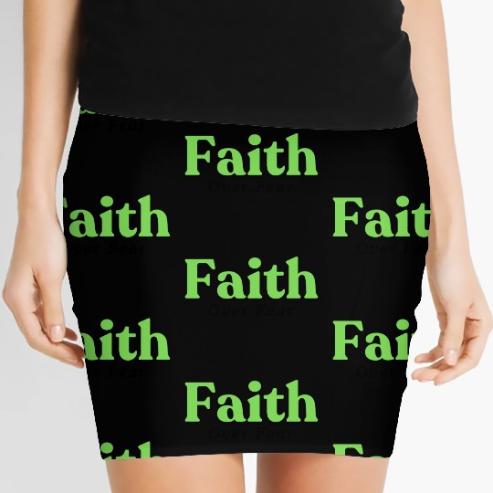 Faith over fear Green Women's Mini Skirts