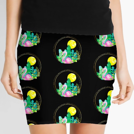 summer vibes with flamingo Women's Mini Skirts