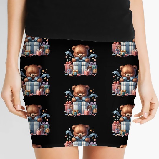 Birthday Gift Surprise – Teddy in a Present Box Women's Mini Skirts