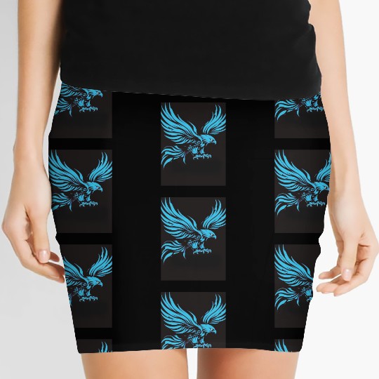 "Blue Tribal Eagle Art Design" Women's Mini Skirts