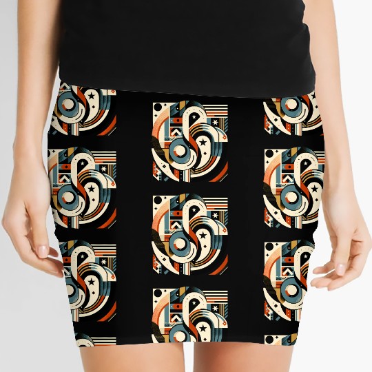 Vibrant Earth-Toned Abstract Star Women's Mini Skirts