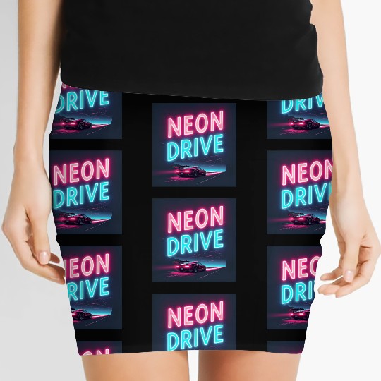 Neon Drive - Retro Synthwave Design Women's Mini Skirts