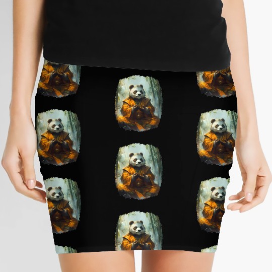 Meditating Panda In The Zen Bamboo Forest Women's Mini Skirts