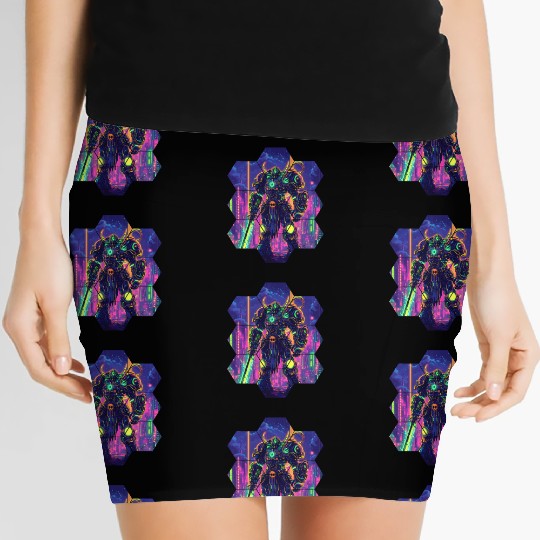 Bright Sci Fi Warrior In Neon Colors Women's Mini Skirts