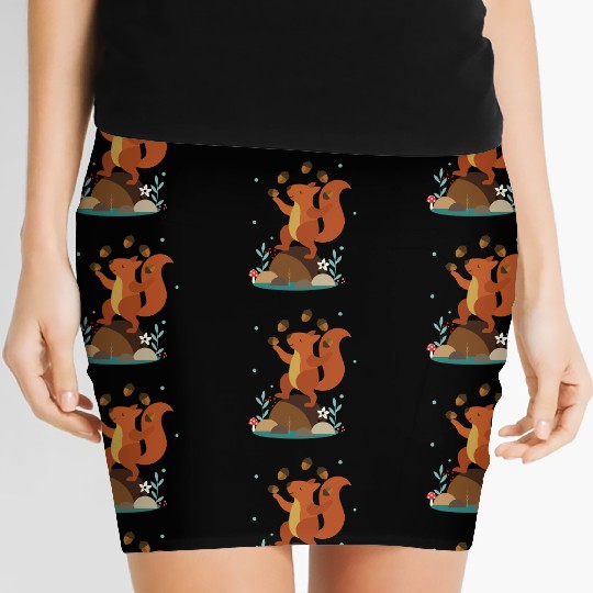 Juggling Squirrel - Funny Forest Scene Women's Mini Skirts