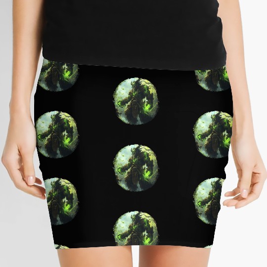 Forest Guardian with Green Magic and Wild Energy Women's Mini Skirts