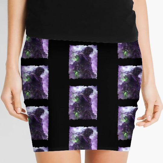 Shadow Elf with Purple Aura and Magic Power Women's Mini Skirts