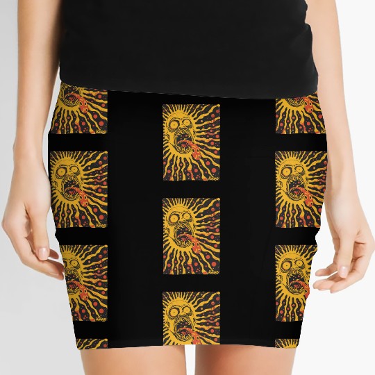 Screaming Sun Face with Trippy Tongue Women's Mini Skirts