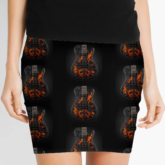 Gothic Guitar Sticker Women's Mini Skirts