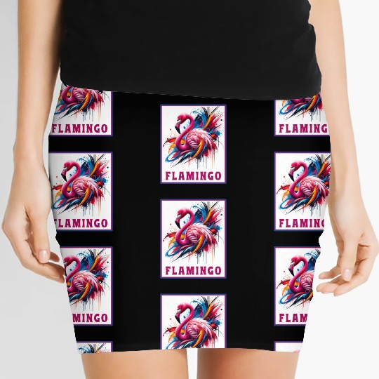 Graffiti Flamingo Explosion Women's Mini Skirts