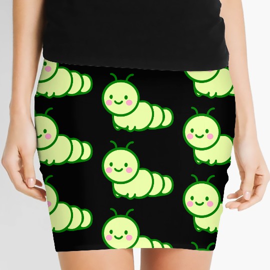 Cute Green Caterpillar- Adorable Insect Lover Women's Mini Skirts