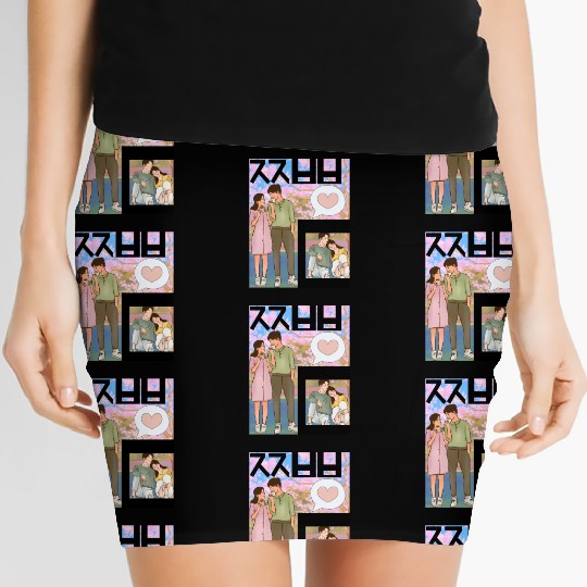 “Japanese Coffee Date Under Sakura Trees” Women's Mini Skirts