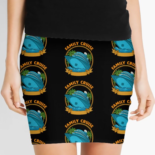 Family Cruise Ship Palm Trees Rope Women's Mini Skirts