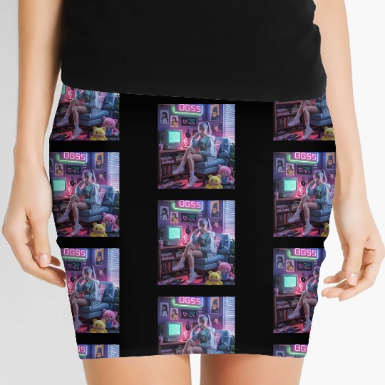 Y2K Gamer Girl Vibes – Retro Tech & Neon Room Aest Women's Mini Skirts