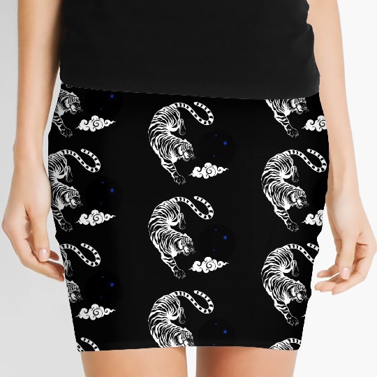 Celestial Pounce: Cosmic Tiger in the Night Women's Mini Skirts